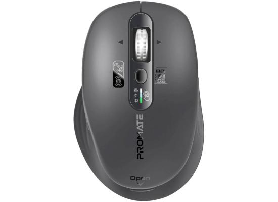 Promate SamoTri Wireless Mouse, 3200DPI Adjustable Resolution, Silent Operation, Smart Flying Scroll Wheel, 4-Way Navigation, OS Auto-Recognition, Tri-Connectivity, Bluetooth 5.0, Black